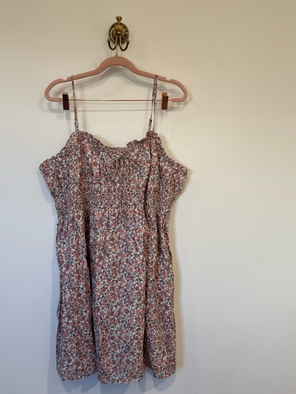 Lucky Brand Dusty Rose Floral Smocked Sundress